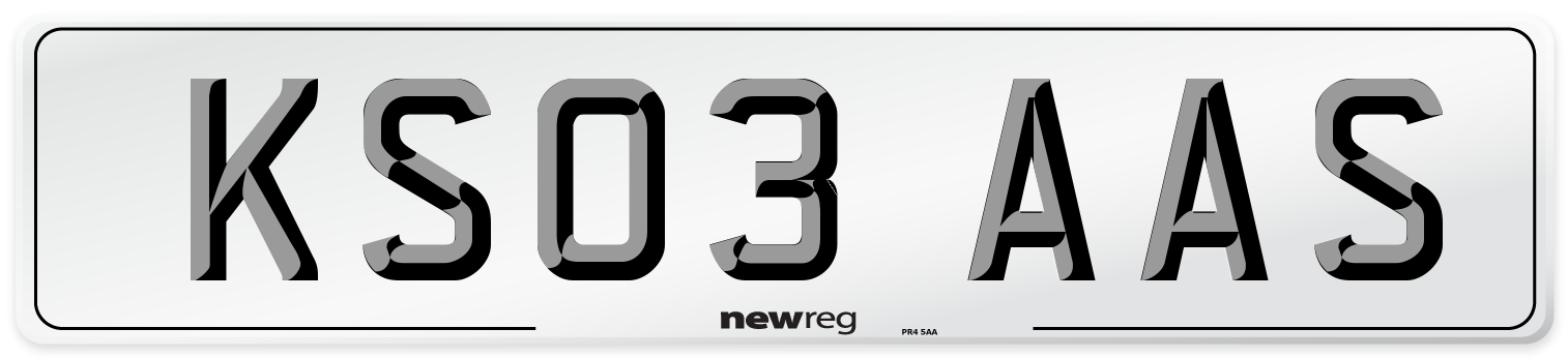 KS03 AAS Number Plate from New Reg